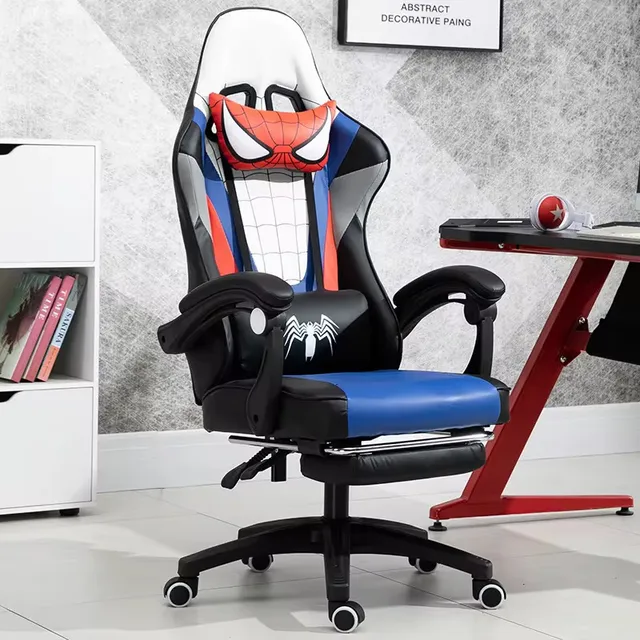 Silla Gamer Spiederman Escritorio Ergonómica Doble Respaldo Color Blanco Material Del Tapizado Cuero Sintético