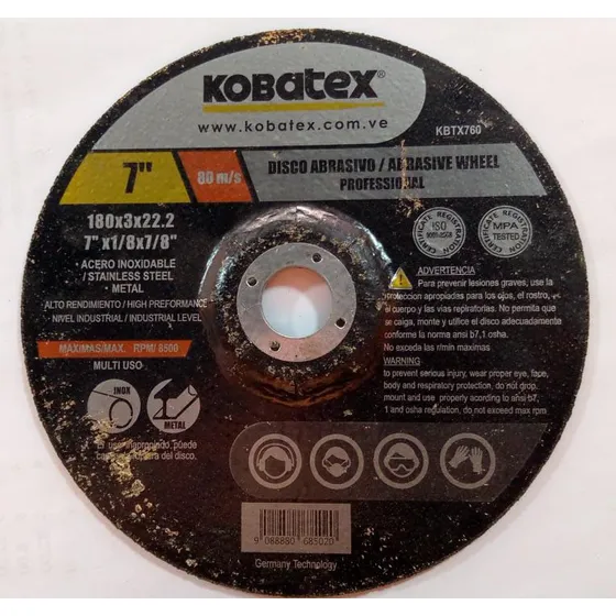 Disco Corte Metal 7 X1/8x7/8 Liso Kobatex 180x3x22.2