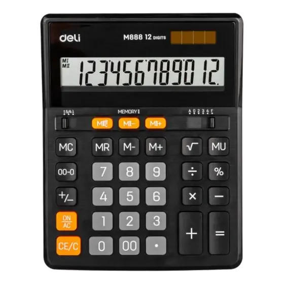 Calculadora Deli Core 12 Dig Solar Negro 6973504003003