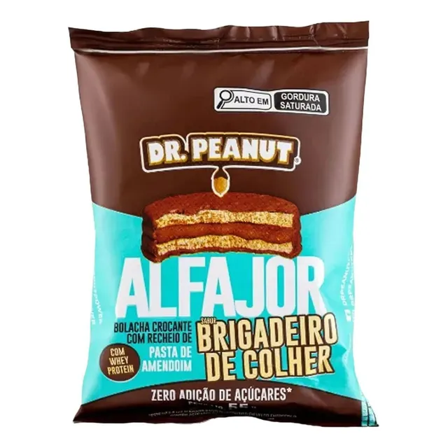 Alfajor Dr Peanut 55g Brigadeiro Proteico Zero Açúcar