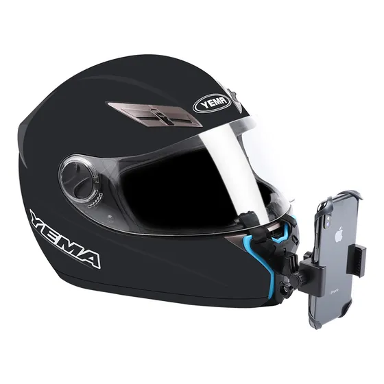 Suporte Capacete Moto Câmera Celular Galaxy Gopro Ios Queixo Cor Preto