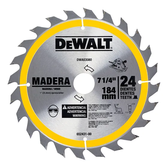 Disco Sierra Dewalt Dwa03080 7-1/4'' 24 Dientes Para Madera