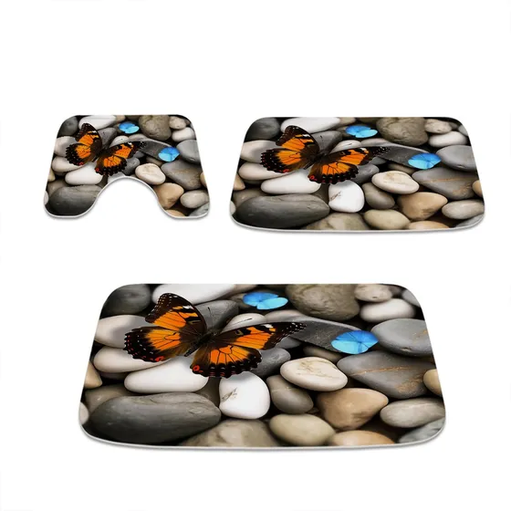 Alfombra Baño Diseño Mariposa Roca 20 X 31  Piedra Zen Juego