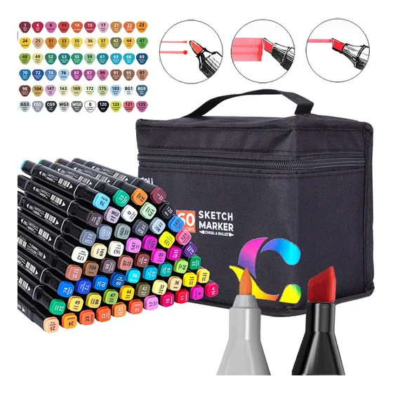 Marcadores 60 Colores Doble Punta Plumones Punta Pincel