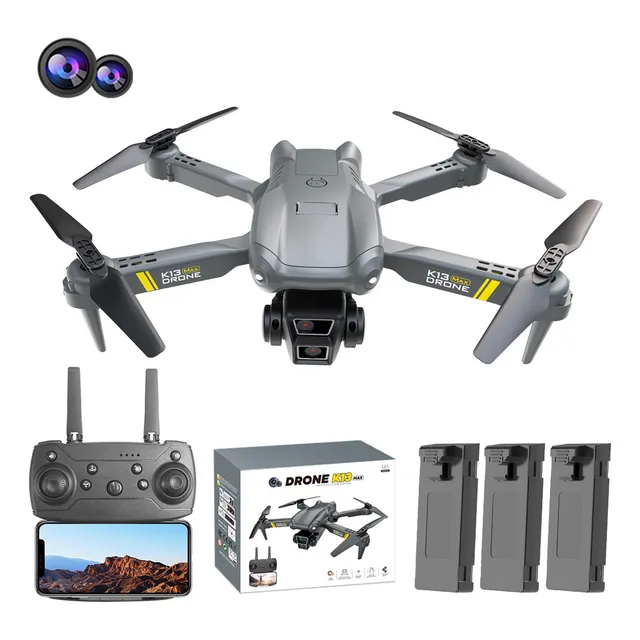 Mini Drone K13MAX-2 Con Dual Cámara 2.4ghz 3 Baterías Zll Drone Profesional Remotely piloted aircraft color negro