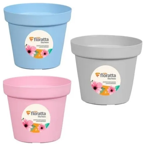 Maceta Redonda Plástico Jardín , 7,5lt , Pack X 4 , Floratta