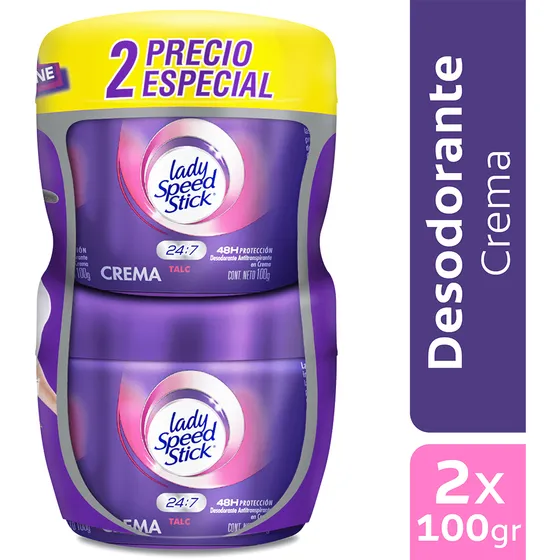 Desodorante Antitranspirante Crema Lady Speed Stick 2x100grs