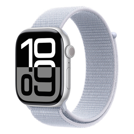 Apple Watch Series 10 GPS • Caja de aluminio color plata de 46 mm • Correa loop deportiva azul nube Apple Watch Series 10 GPS • Caja de aluminio color plata de 46 mm • Correa loop deportiva azul nube