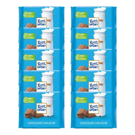 Ritter Sport Chocolate Con Leche Extra Fino 100 G X 10 Pzs, 