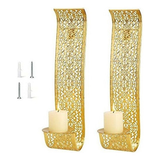 Portavelas De Pared Juego De 2 Candelabros De Pared Dorados Portavelas De Pared Juego De 2 Candelabros De Pared Dorados