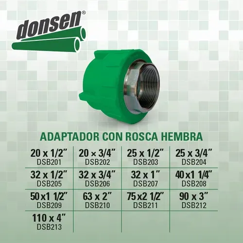 Adaptador Rosca Hembra De 25mm X 1/2  Termofusion Donsen