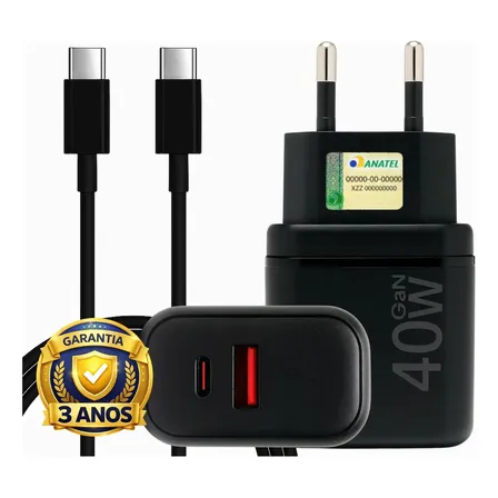 Carregador de Parede Boyu Cell GaN Turbo com Cabo para Samsung e Motorola