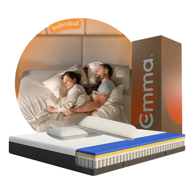 Colchón Emma Hybrid Individual Memory Foam + Dos Almohadas Color Blanco
