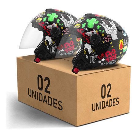 Kit 2 Capacetes Aberto New Atomic Universe Óculos E Viseira Kit 2 Capacetes Aberto New Atomic Universe Óculos E Viseira