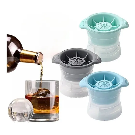 2 Hieleras Con Tapa Molde Redonda Para Whisky Cocteles Dos