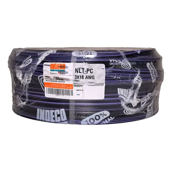 Rollo De 100m De Vulcanizado 3x18awg Color Negro Indeco