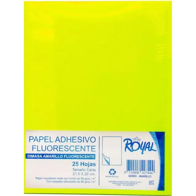 Papel Adhesivo Colores 25 Hojas Mate Carta 21.5x28 Cms