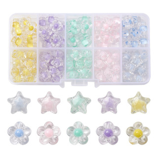 Kit De Pulseras De Perlas Acrílicas En Forma De Flor Y Estre Kit De Pulseras De Perlas Acrílicas En Forma De Flor Y Estre