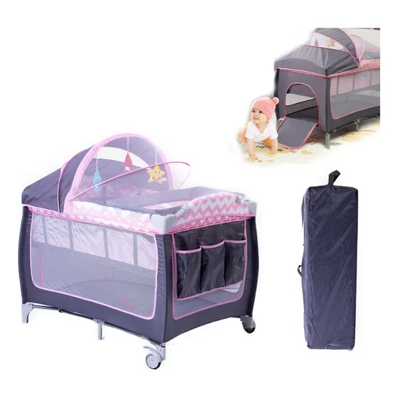 Cuna Corral Plegable Para Bebe Con Ruedas