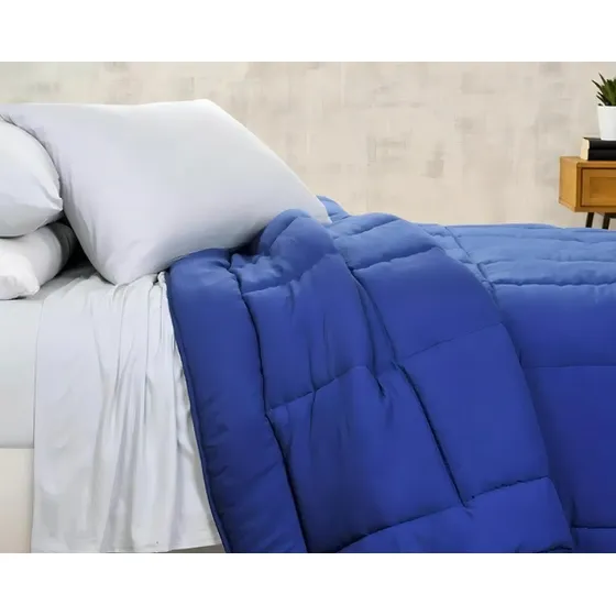Cotton Flor Bon Soir Acolchado Cubre Cama 1 Plaza Motivo Liso Color Azul
