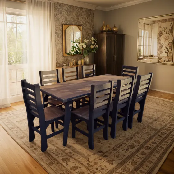 Mesa 180 + 8 Sillas Fajas / Juego De Comedor / Mesa Y Silla