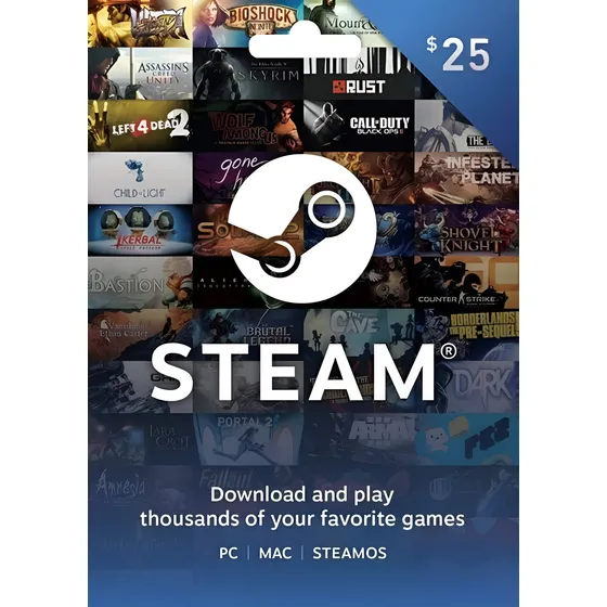 Tarjeta Steam Gift Card Digital 25 Dólares (usa)