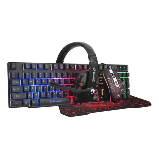 Kit de teclado y mouse gamer Marvo CM370 Inglés US de color negro