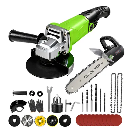 Esmerilhadeira Angular Tecepo 3em1 Com Motosserras/furadeira Cor Verde-limão Frequência 60hz 220v