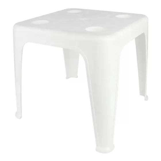 Mesa de soporte multiusos cuadrada de plástico con portavasos Mor Color White