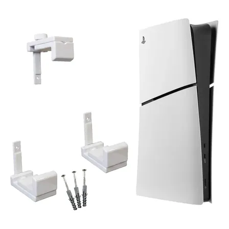 Suporte P/ Playstation 5 Slim De Parede Metal Digital Fisica Branco