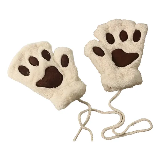 Guantes Neko/gato, Felpa , Sin Dedos Canela