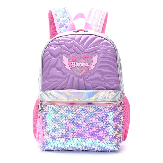 Mochila Skora Escolar Infantil Con Lentejuelas Para Niña