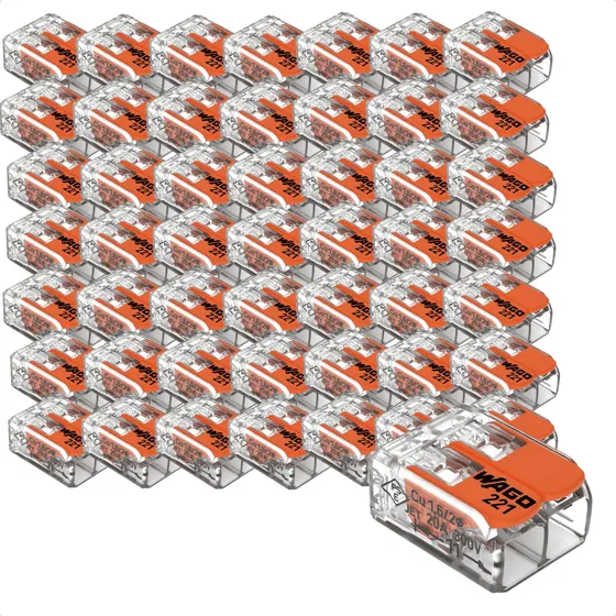 Kit 50 Conector Compacto Emenda 2 Fios 4mm² 32a 221-412 Wago