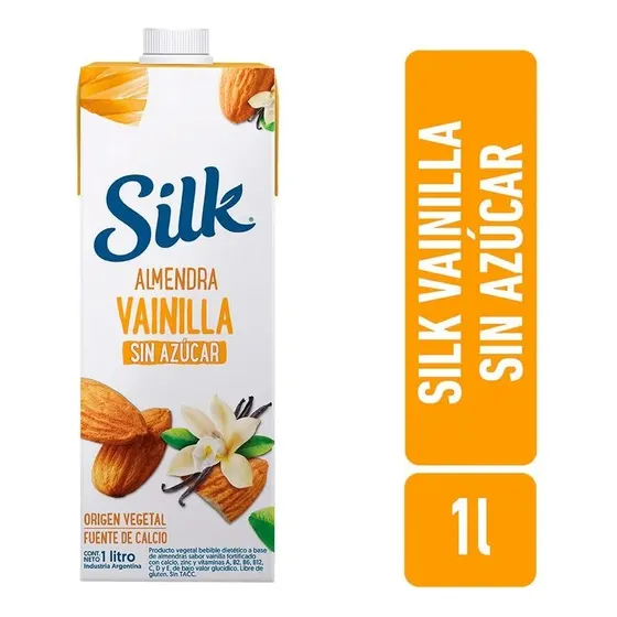 Leche Silk De Almendras Sabor Vainilla Sin Azucar X 1 Litro