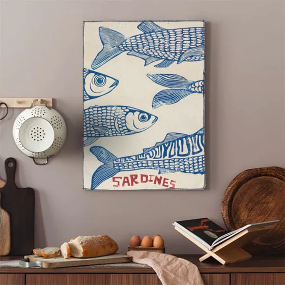Tapiz Alfombra Estampado Sardines 100x140 Kreatex