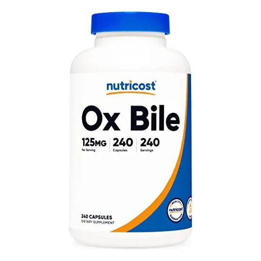 Suplemento Nutricost Ox Bile Capsules 125 Mg 240 Cápsulas