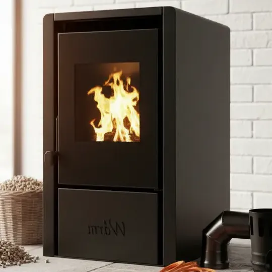 Calefactor Estufa A Pellet Warm 7500kcal 75m2 C\u002Fcaños P01-h Grafito | Cuotas sin interés