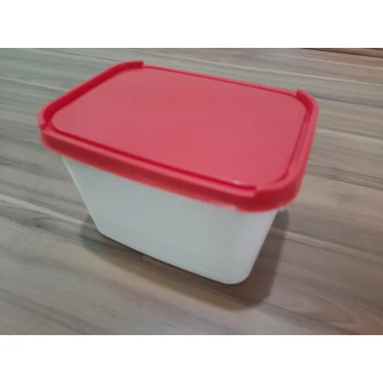 Kit C/5 Potes Sorvete Plástico 2 L Branco C/ Tampa Vermelha
