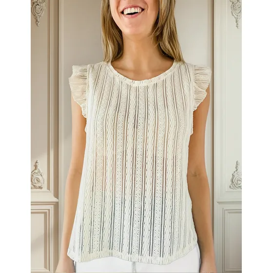 Blusa Lulyna Crochet Con Volado En Hombro Mujer Dama