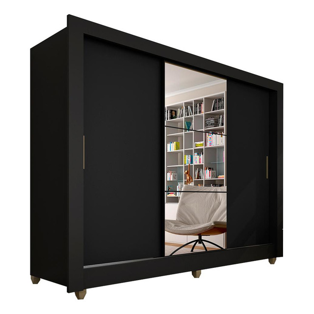 Guarda Roupa Casal C/espelho 3 Pts 1 Gav Alice Preto Cor Preto-fosco Movemax 15837 Guarda Roupa Casal C/espelho 3 Pts 1 Gav Alice Preto Cor Preto-fosco Movemax 15837