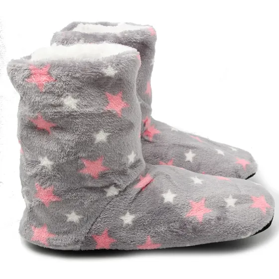 Pantufla Botita Pantumedias Mujer Estrellas Corderito 