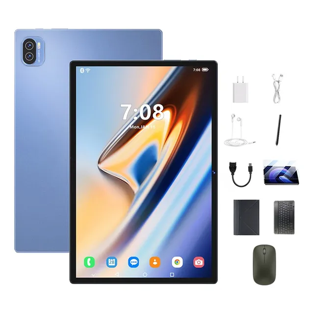 Tableta 10.1'' Pulgadas 12+128gb Android Con Teclado Y Mouse