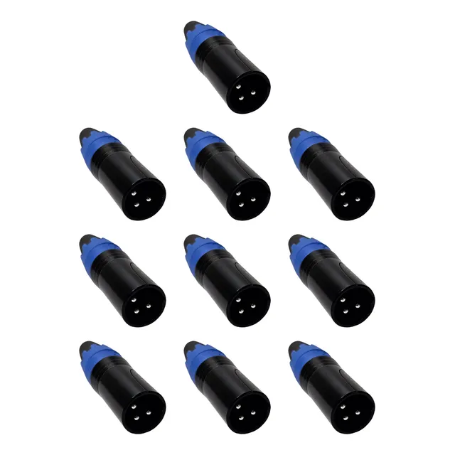 10 Piezas De Conector Audio Xlr Plug Canon Solcor Azul