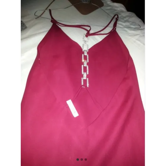 Vestido Coctel Dama Largo Vino Tinto Usado