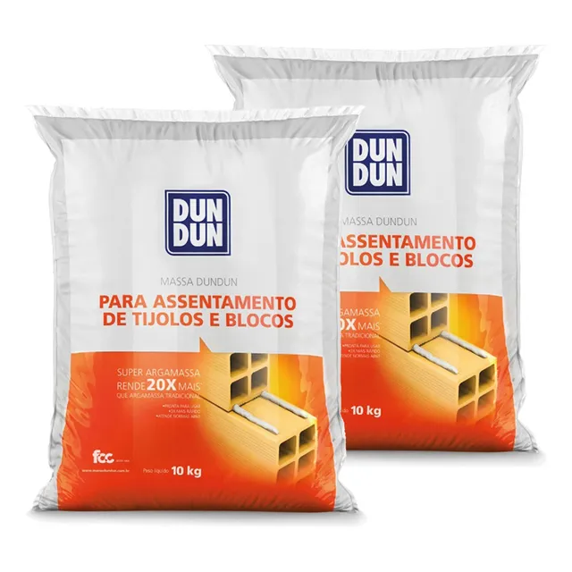 Massa Dundun 10kg Assentamento De Tijolos E Blocos Cx. 2unid