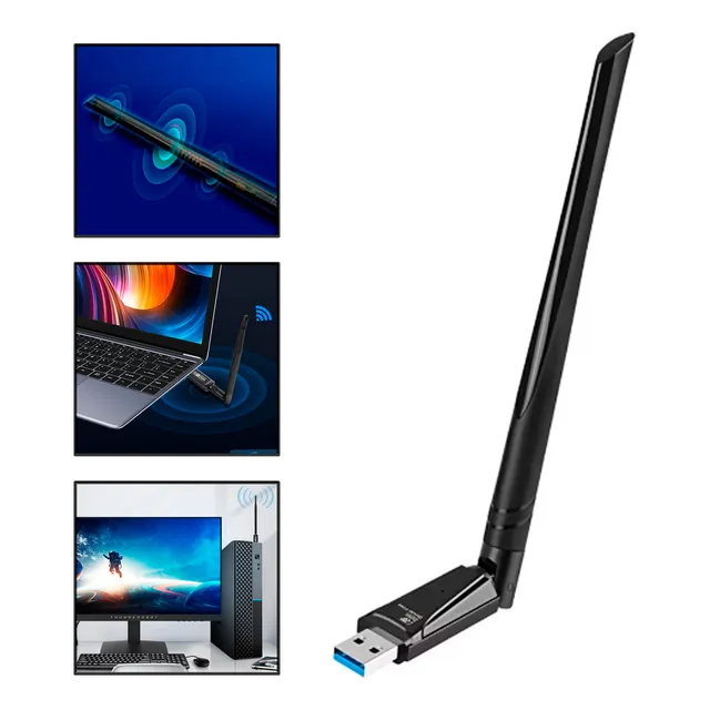 Adaptador Antena Wifi Usb 900mbps 5ghz Alta Velocidad Dual Band Marca Aspor Compatible Con Windows Y Linux Plus & Play No Requiere Drivers