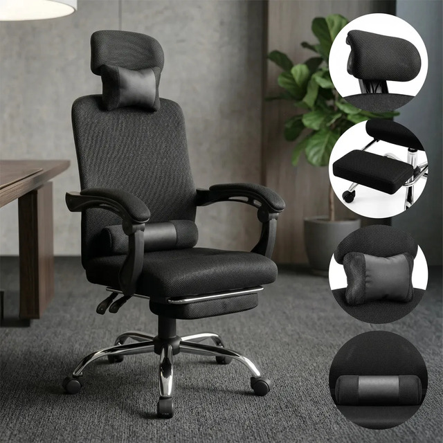 Cadeira De Escritorio Presidente Mesh Ergonomica Encosto De Cabeça Com Altura E Encosto Aj... Cadeira De Escritorio Presidente Mesh Ergonomica Encosto De Cabeça Com Altura E Encosto Aj...