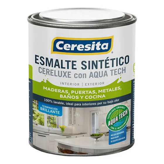 Esmalte Sintético Brillante Al Agua 1/4 Gl Blanco Ceresita