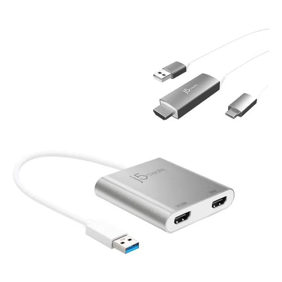 Adaptador Usb Tipo Aa Doble Hdmi + Cable Ca 4k 60hz