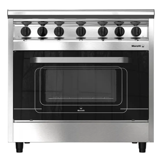 Cocina A Gas Morelli 18037 Country 900 6 Hornallas Con Visor Color Acero inoxidable
